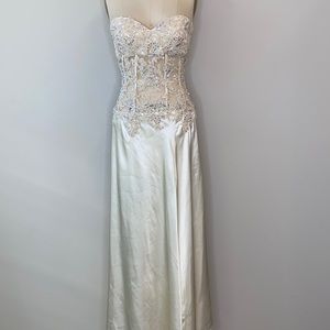 Champagne Corset Sequin High Low Gown